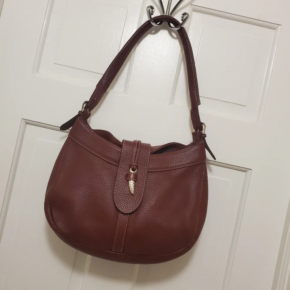 CATS Burgundy Pebble Grain Leather Hobo Bag, Classic